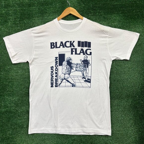 Black Flag Nervous Breakdown Punk Rock Band T-Shirt Size Large - Picture 1 of 4